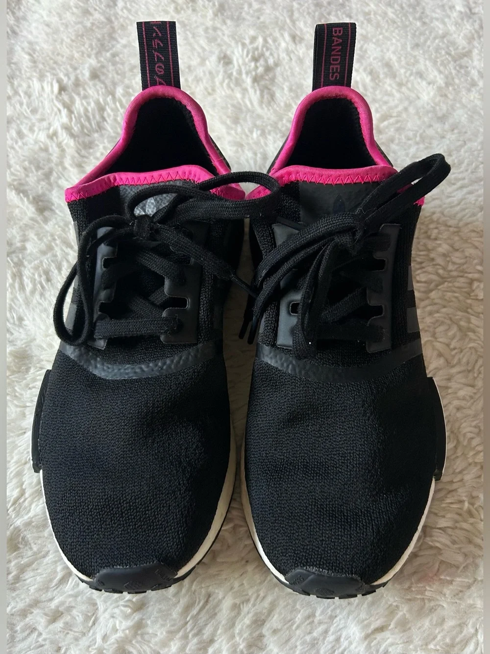 Adidas NMD R1 Core Black Shock Pink colorway DB3586  Men’s Size 7.5